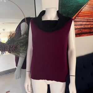 Women's Burgundy and Black Sweater cashmere large